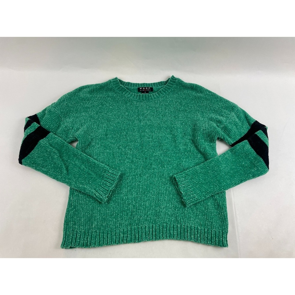 Poof Sweater, Women's Size Small, Green, Cropped, Pullover, Chenille